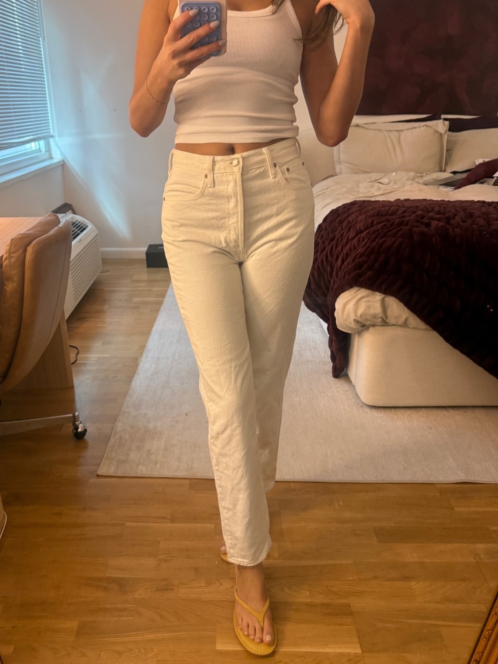 Denim Forum/ Aritzia High-Rise Straight Leg Jeans in Cream